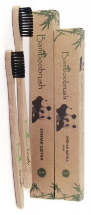 Зубная щетка из бамбука Bamboobrush mini (угольная, мягкая)